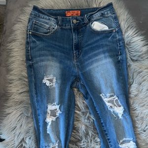 WAX JEAN BUTT, I LOVE YOU Distressed Ripped Skinny Jeans